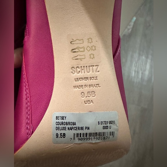 Schutz Betsey Pointed Toe Bootie in Cerise Pink  Leather Upper size 9.5 - Picture 7 of 9